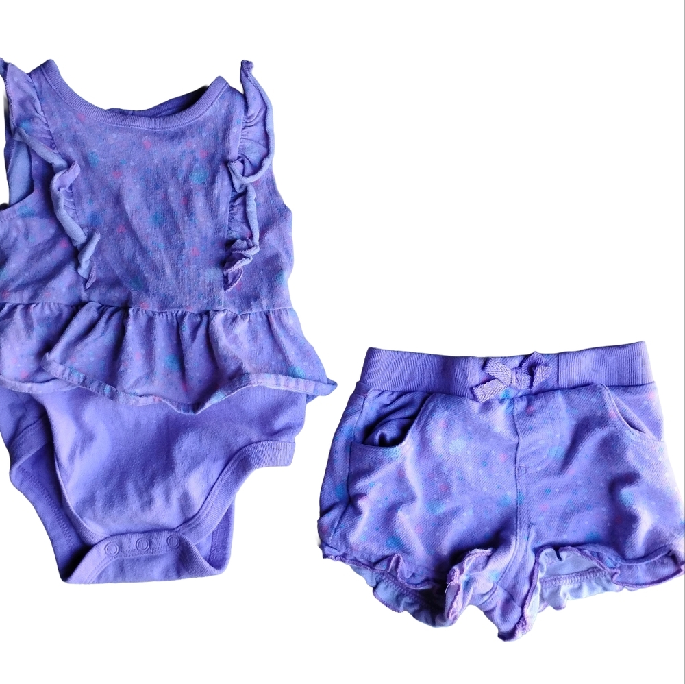 Garanimals Purple Ruffled Baby Outfit 2 Pc 12 Months